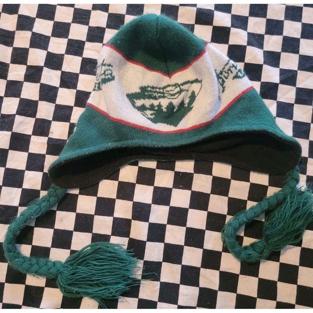 Minnesota Wild Knit Earflap Winter‎ Hat ❄️ Tassels AT&T NHL Beanie
